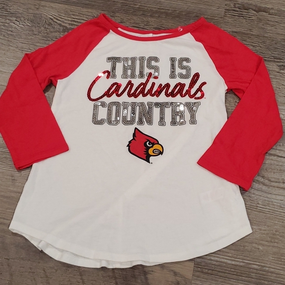 5th & Ocean Louisville Cardinal 3/4th Legnth Sequins Shirt Size 8